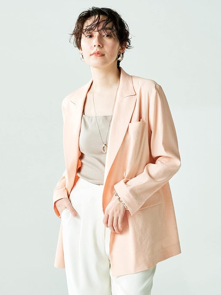 【美品】ノーリーズソフィー　リネン混ジャケット　ダブル　ベージュ　36 美品】ノーリーズソフィー リネン混ジャケット ダブル ベージュ